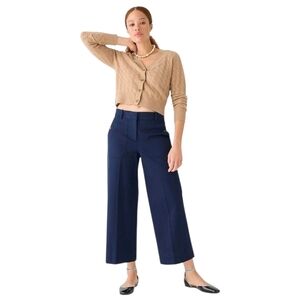 J. Crew Sydney Wide Leg High Rise Pants Womens Size 12 Navy Blue Ankle Crop
